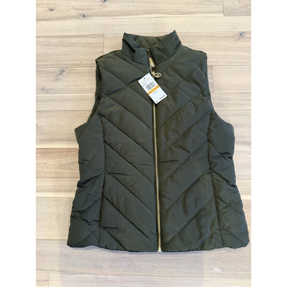 NWT WOMEN'S MICHAEL KORS FULL ZIP LINED VEST IVY SIZE Small  MSRP $125.00
